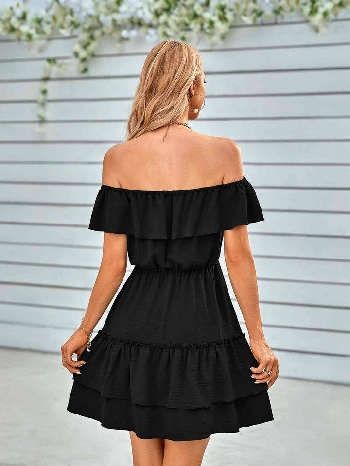 Ruffled Off-Shoulder Tied Dress |1mrk.com