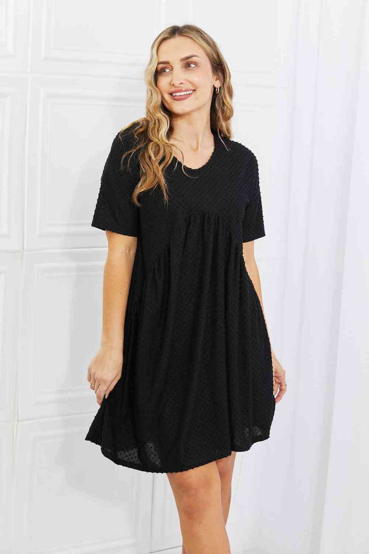 BOMBOM Another Day Swiss Dot Casual Dress in Black | 1mrk.com