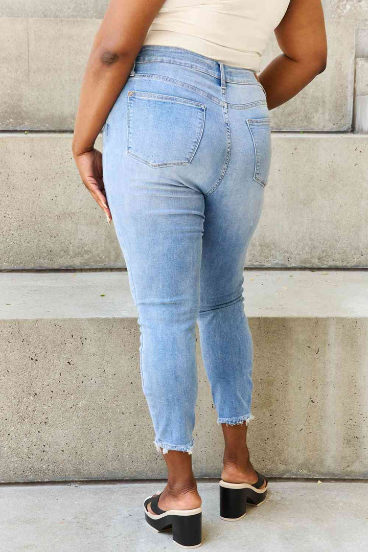 Judy Blue Full Size Button Fly Raw Hem Jeans | 1mrk.com