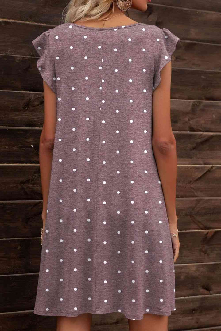 Butterfly Sleeve Round Neck Dress |1mrk.com