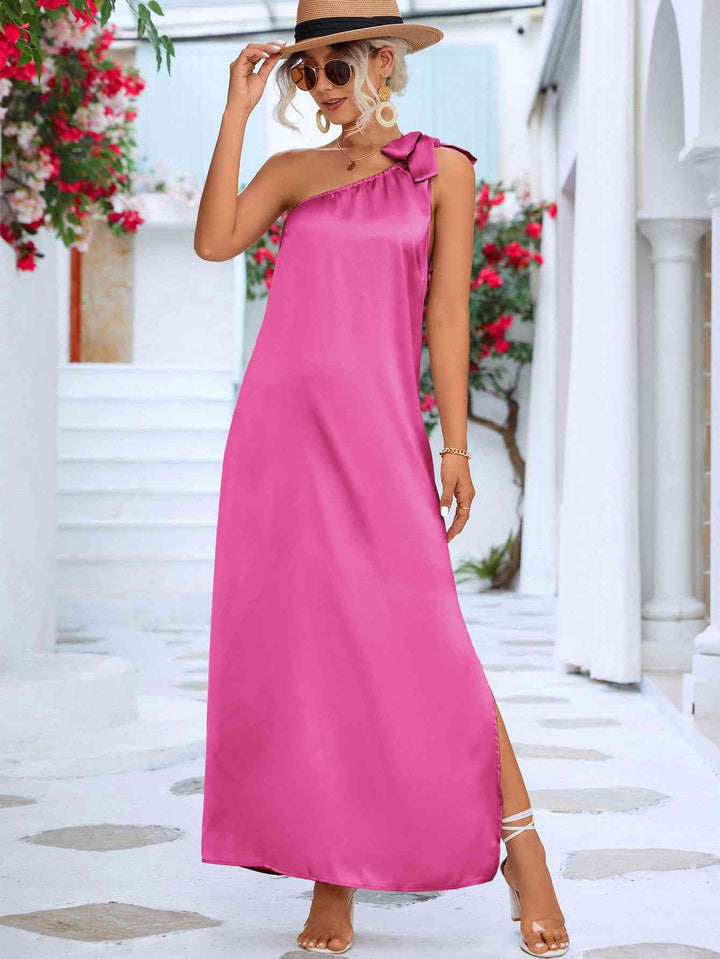 One-Shoulder Slit Maxi Dress |1mrk.com