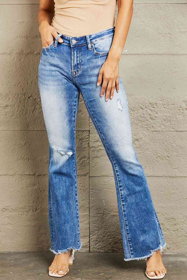 BAYEAS Izzie Mid Rise Bootcut Jeans |1mrk.com