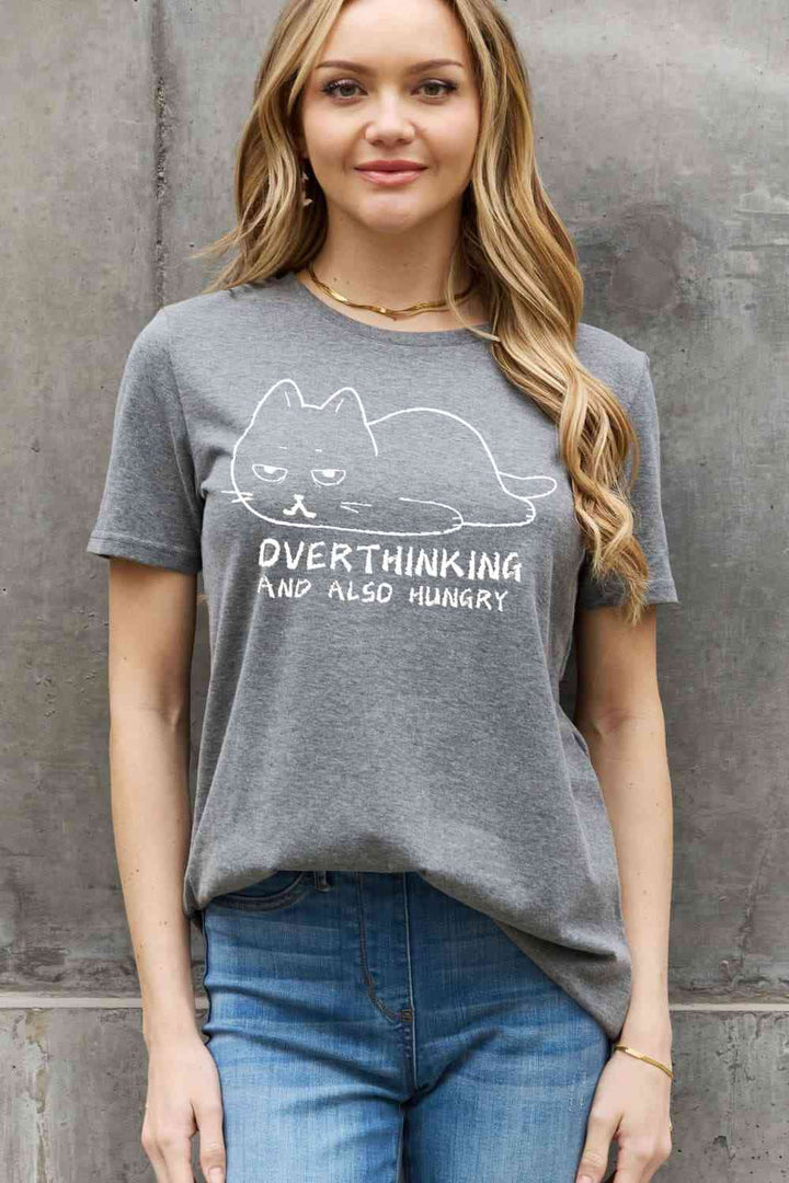 Simply Love Full Size OVERTHINKING AND ALSO HUNGRY Graphic Cotton Tee | 1mrk.com