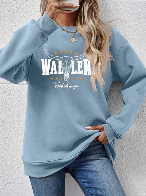 Graphic Round Neck Dropped Shoulder Sweatshirt |1mrk.com