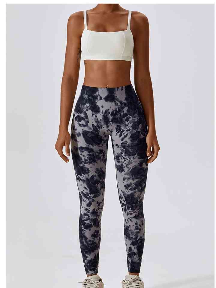 Tie Dye Wide Waistband Active Leggings |1mrk.com