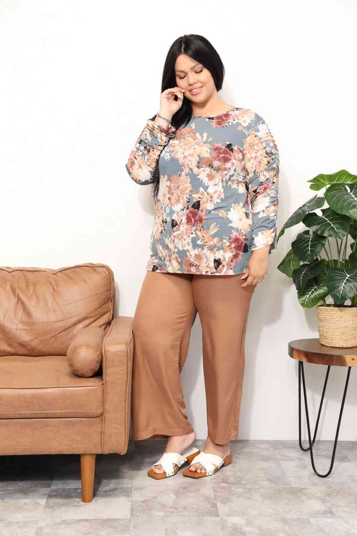 Sew In Love  Full Size Flower Print Long Sleeve Top | 1mrk.com