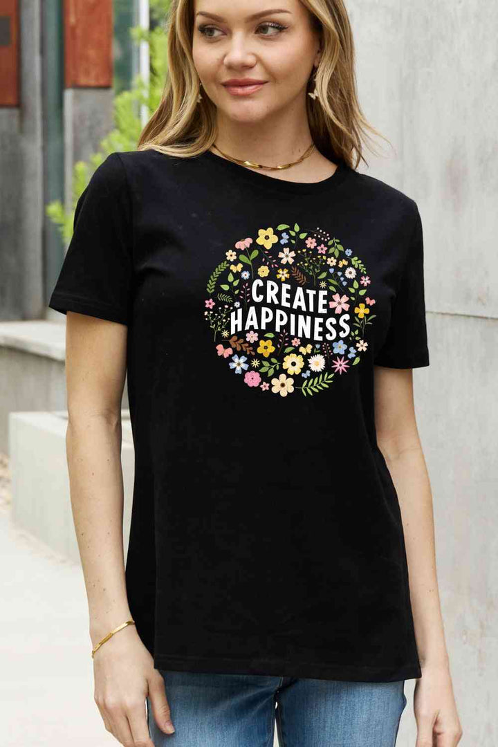 Simply Love Full Size CREATE HAPPINESS Graphic Cotton Tee | 1mrk.com