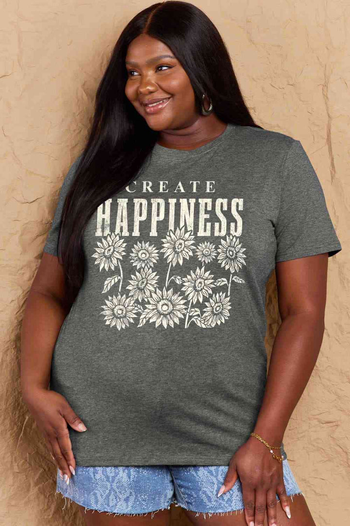 Simply Love Full Size CREATE HAPPINESS Graphic Cotton T-Shirt | 1mrk.com