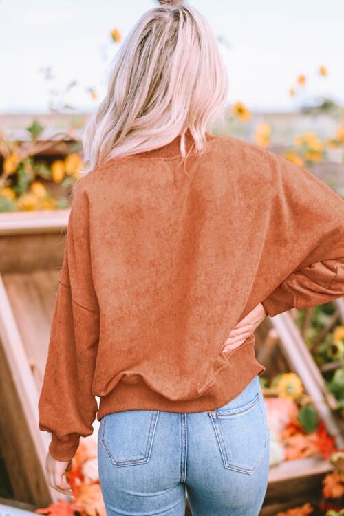 Round Neck Dropped Shoulder Sweatshirt |1mrk.com