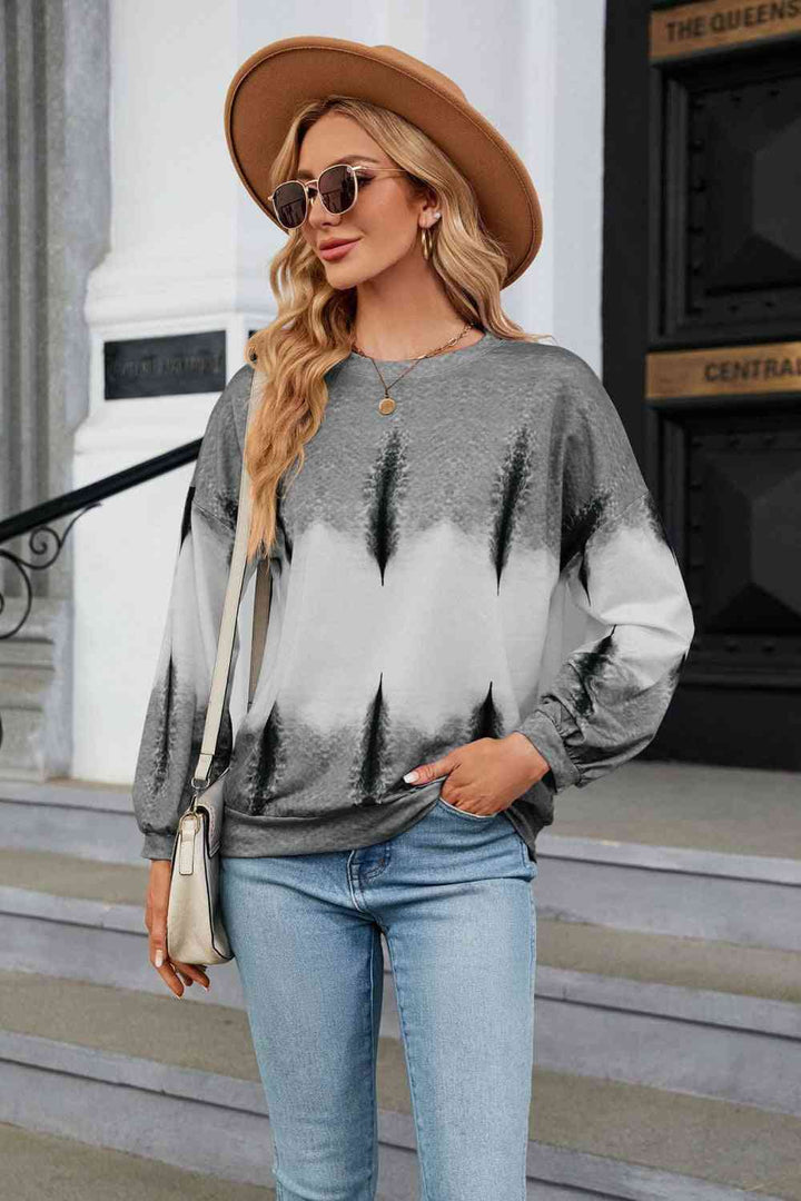 Gradient Round Neck Long Sleeve Sweatshirt |1mrk.com