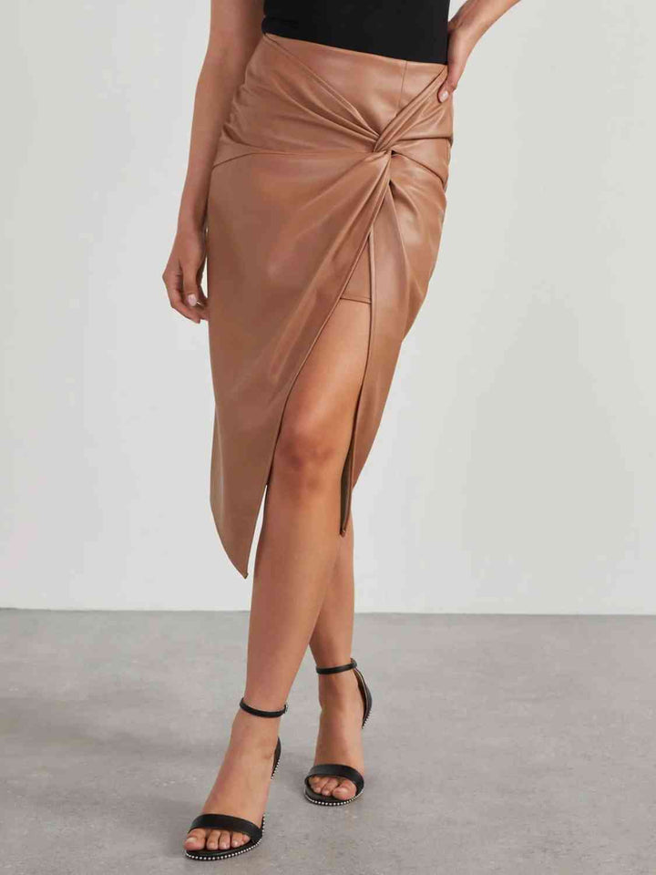 Twist Detail High Waist Skirt |1mrk.com