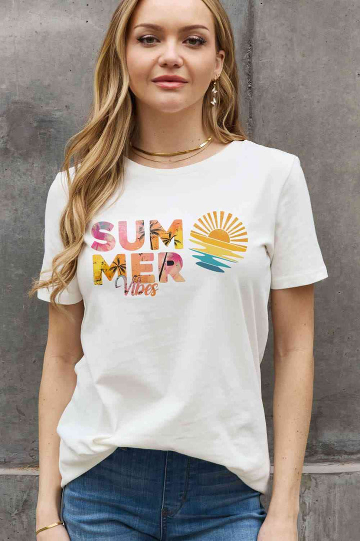 Simply Love Full Size SUMMER VIBES Graphic Cotton Tee | 1mrk.com