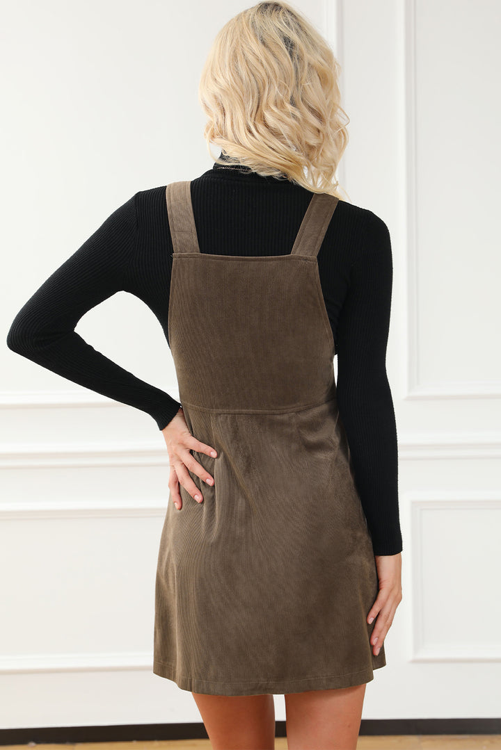 Pocketed Zip Up Wide Strap Mini Dress | Trendsi