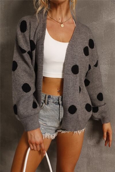 Polka Dot Open Front Cardigan |1mrk.com