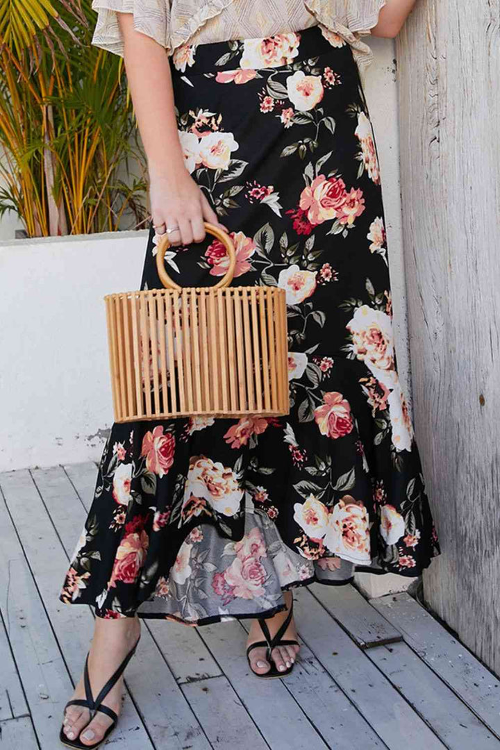 Plus Size Floral High-Rise Skirt |1mrk.com