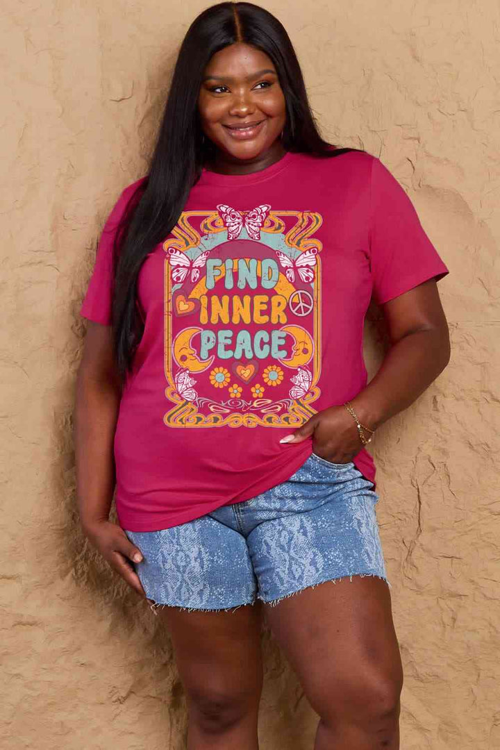 Simply Love Full Size FIND INNER PEACE Graphic Cotton T-Shirt | 1mrk.com