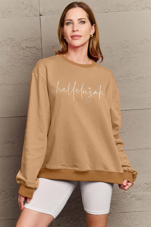 Simply Love Full Size Letter Graphic Long Sleeve Sweatshirt |1mrk.com