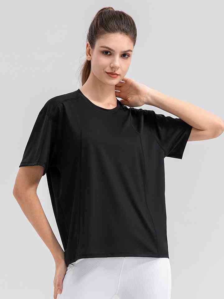 Round Neck Short Sleeve Active Top | 1mrk.com