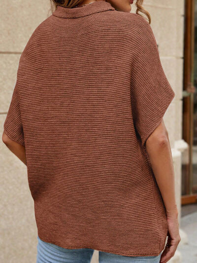 Mock Neck Short Sleeve Sweater |1mrk.com