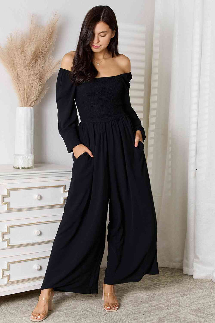 Double Take Square Neck Jumpsuit with Pockets | 1mrk.com