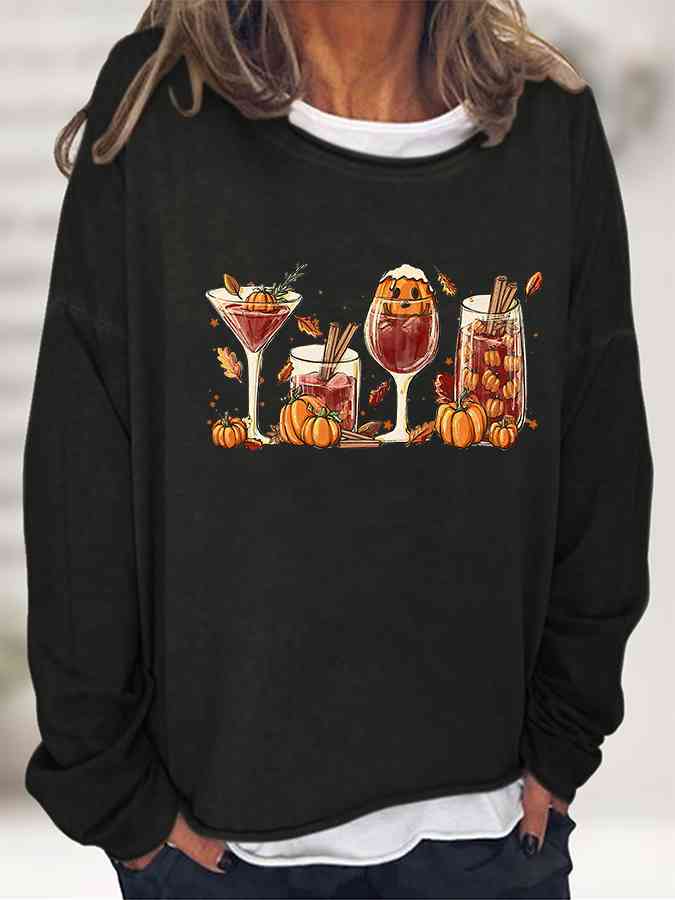 Round Neck Long Sleeve Full Size Graphic Sweatshirt |1mrk.com