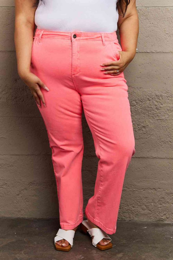 RISEN Kenya Full Size High Waist Side Twill Straight Jeans | 1mrk.com