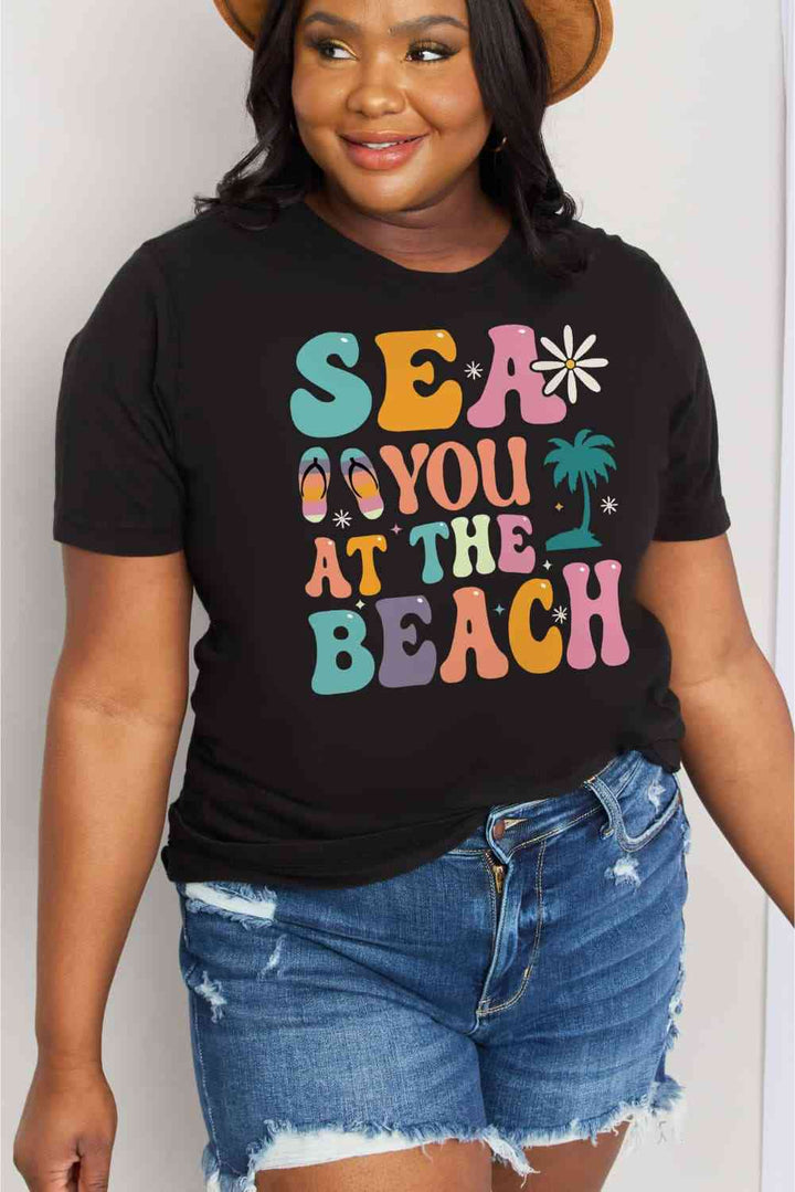 Simply Love Full Size SEA YOU  AT THE  BEACH Graphic Cotton Tee | 1mrk.com