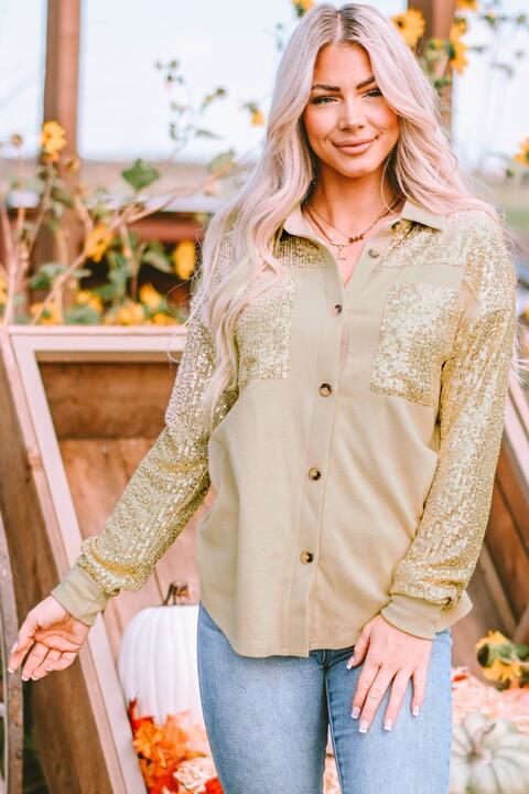 Sequin Long Sleeve Shirt |1mrk.com