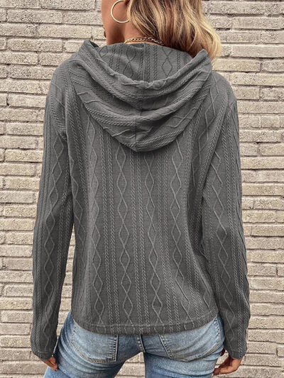 Cable-Knit Drawstring Hooded Knit Top |1mrk.com