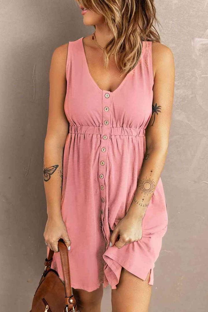 Sleeveless Button Down Mini Magic Dress | 1mrk.com