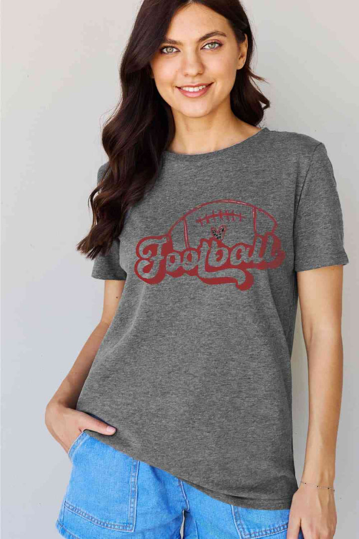 Simply Love Full Size FOOTBALL Graphic Cotton Tee | 1mrk.com