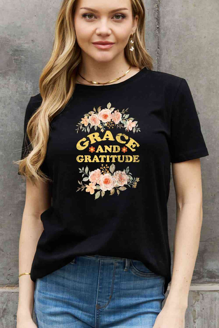 Simply Love Simply Love Full Size GRACE AND GRATITUDE Graphic Cotton Tee | 1mrk.com