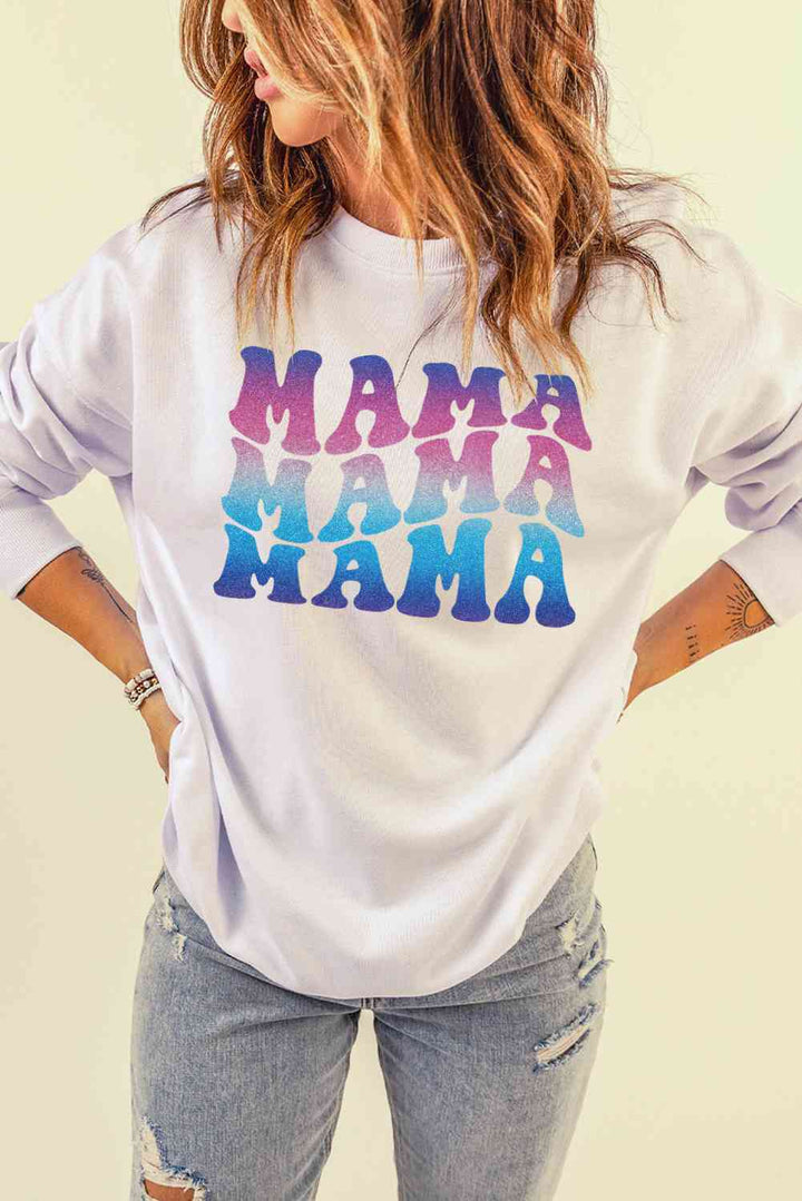 MAMA Gradient Graphic Dropped Shoulder Sweatshirt |1mrk.com