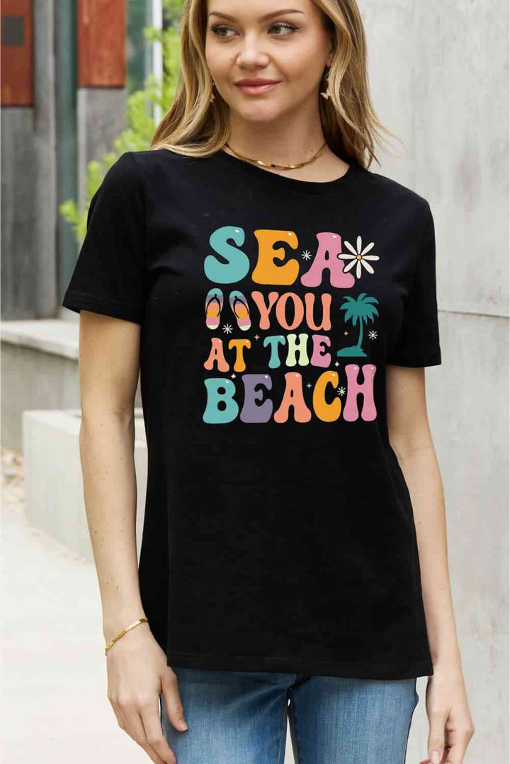 Simply Love Full Size SEA YOU  AT THE  BEACH Graphic Cotton Tee | 1mrk.com