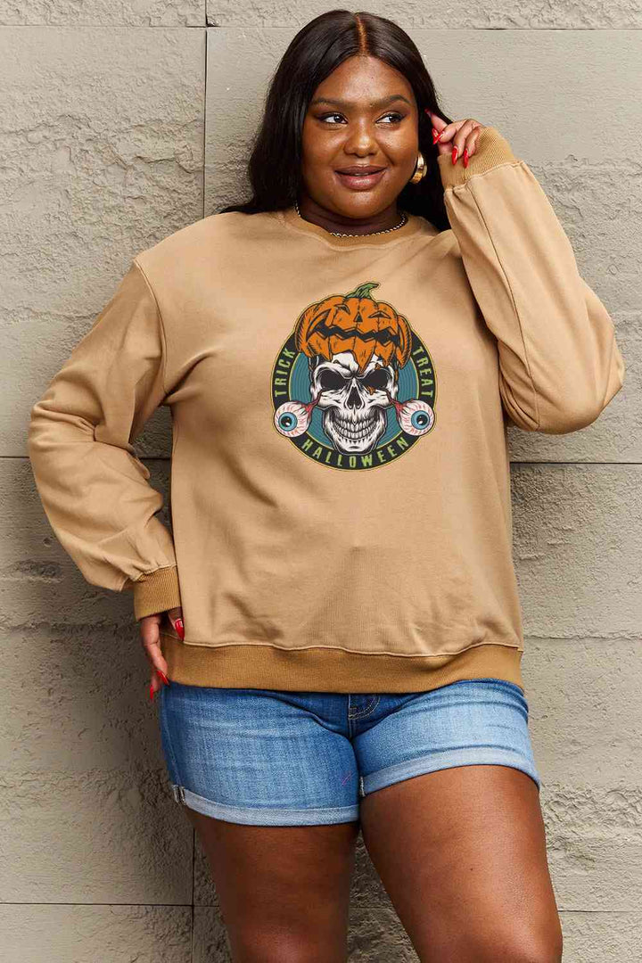 Simply Love Full Size Skull Graphic Sweatshirt |1mrk.com