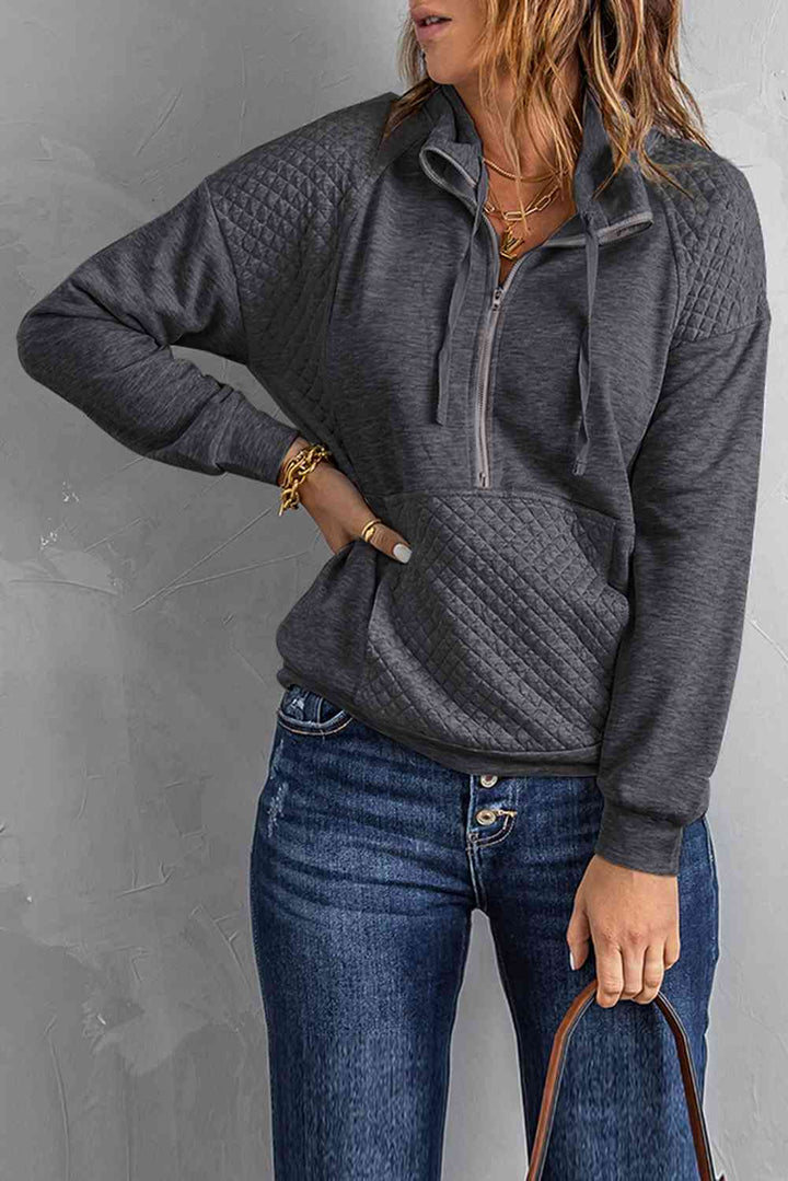 Quilted Half-Zip Sweatshirt with Pocket |1mrk.com