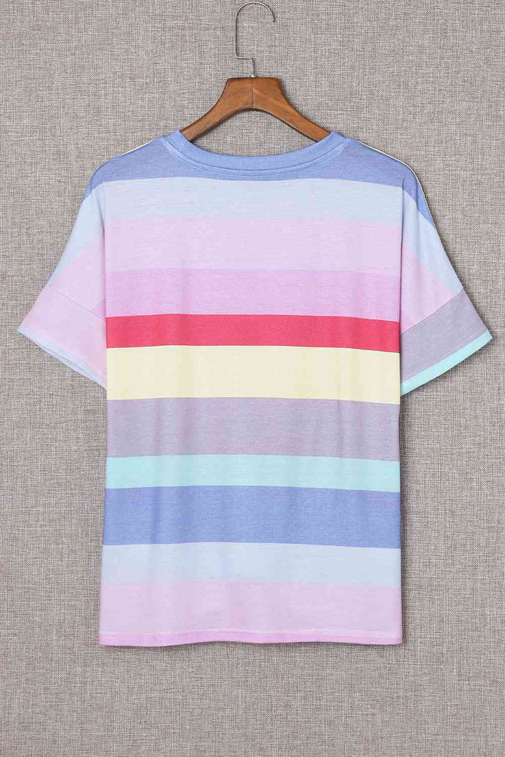 Rainbow Stripe Tie-Front Tee Shirt | 1mrk.com