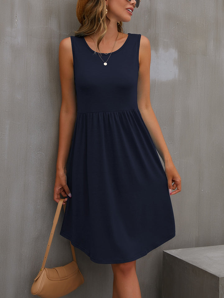 Round Neck Wide Strap Dress | Trendsi