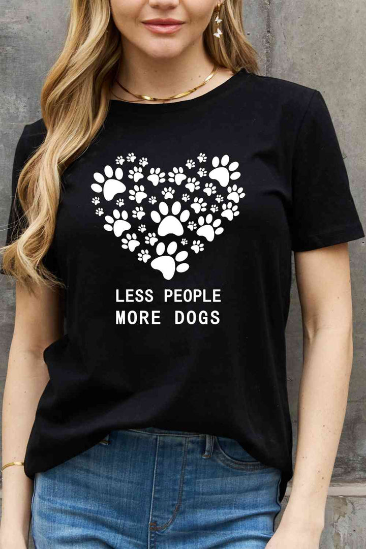 Simply Love Simply Love Full Size LESS PEOPLE MORE DOGS Heart Graphic Cotton Tee | 1mrk.com