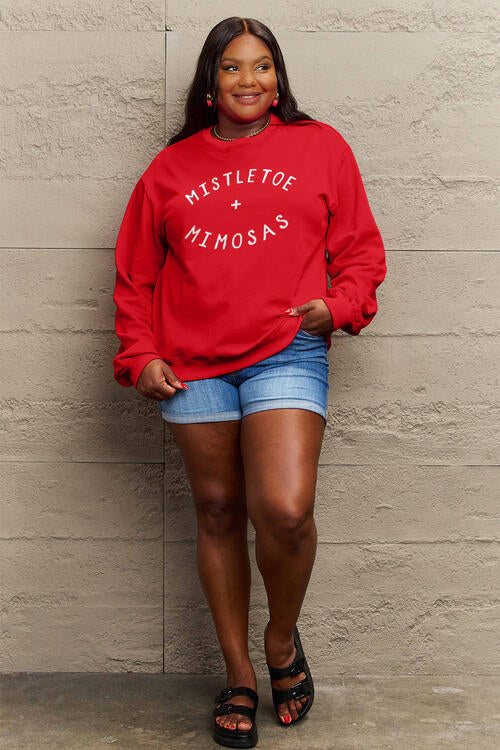 Simply Love Full Size MISTLETOE MIMOSAS Long Sleeve Sweatshirt |1mrk.com