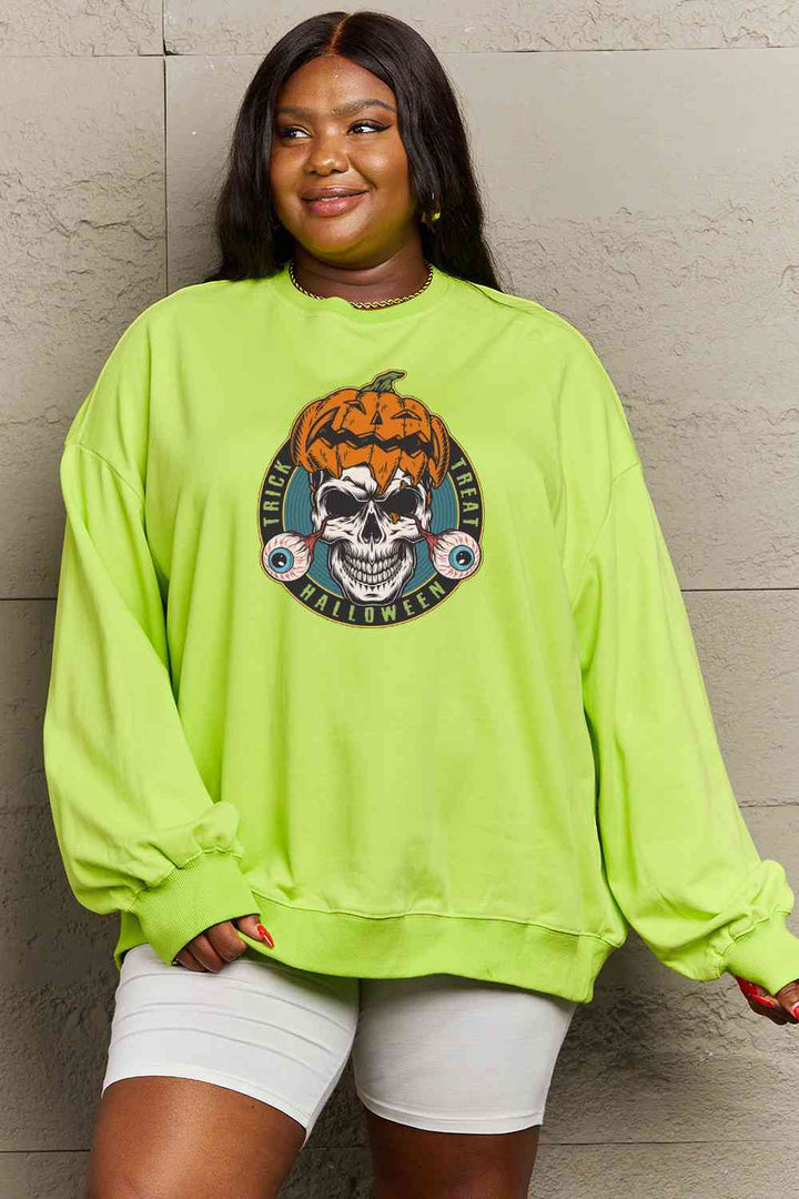 Simply Love Full Size Skull Graphic Sweatshirt |1mrk.com