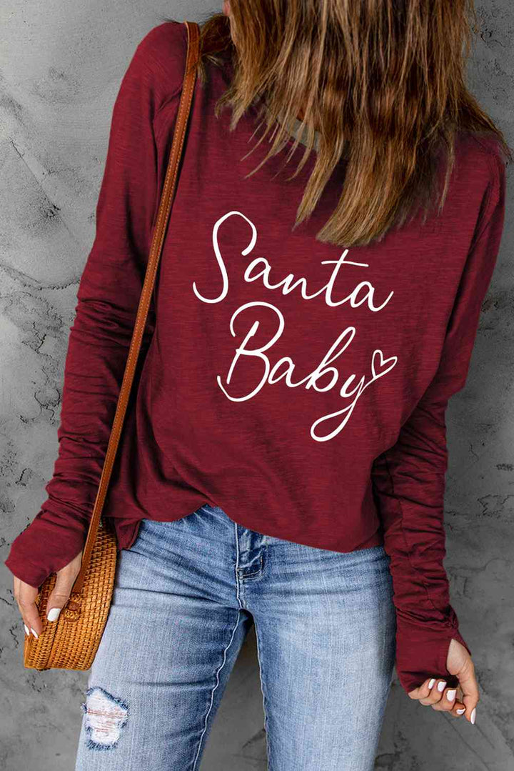 SANTA BABY Graphic Long Sleeve T-Shirt | 1mrk.com