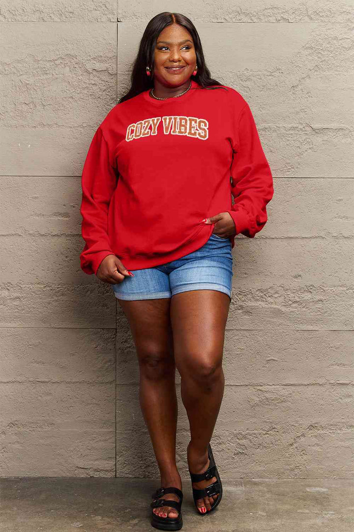 Simply Love Full Size COZY VIBES Graphic Sweatshirt |1mrk.com