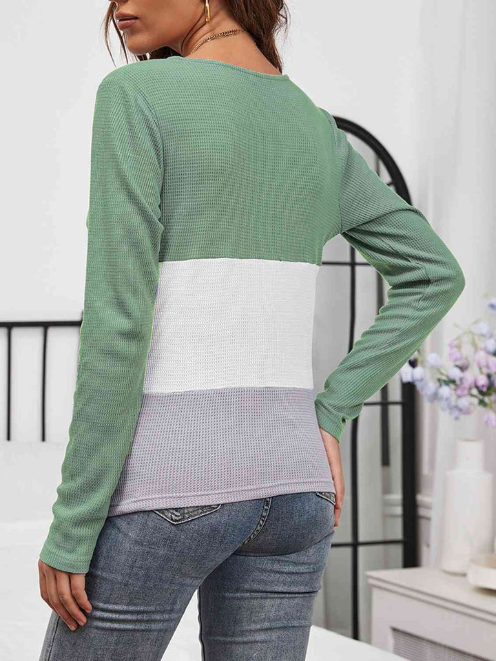 Color Block Long Sleeve Top | 1mrk.com