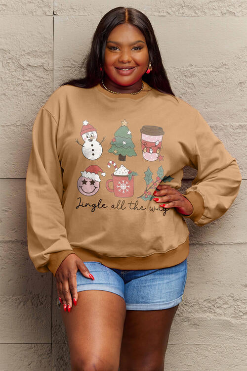 Simply Love Full Size JINGLE ALL THE WAY Long Sleeve Sweatshirt |1mrk.com