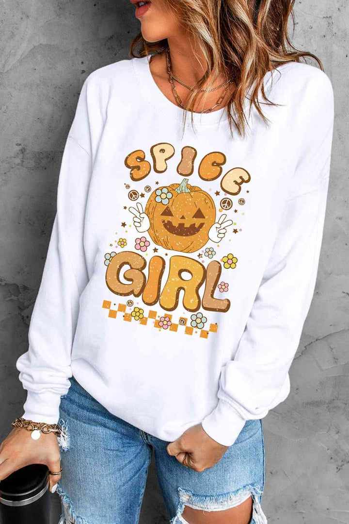 Round Neck Long Sleeve SPICE GIRL Graphic Sweatshirt |1mrk.com