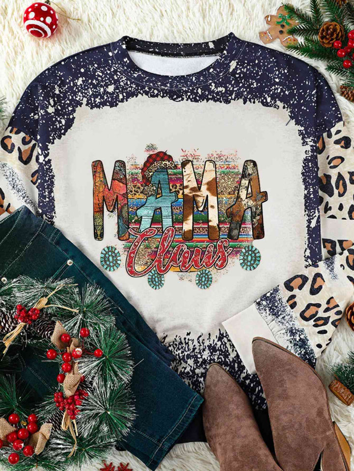 Plus Size MAMA CLAUS Graphic Long Sleeve Sweatshirt | 1mrk.com