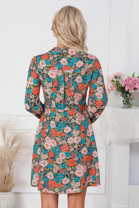 Floral Button Front Collared Neck Shirt Dress | 1mrk.com
