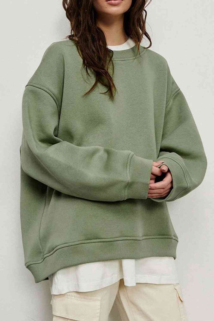 Oversize Round Neck Dropped Shoulder Sweatshirt |1mrk.com