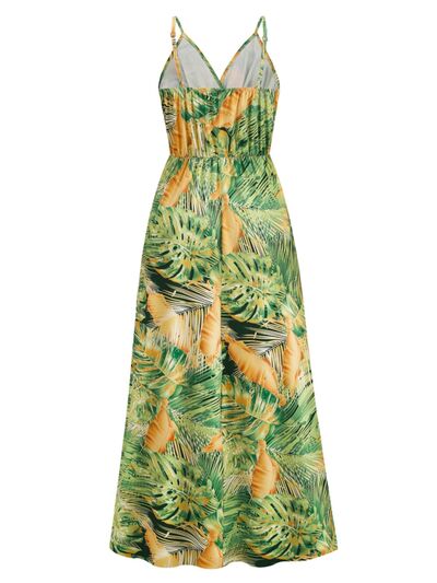 Printed Surplice Spaghetti Strap Dress |1mrk.com